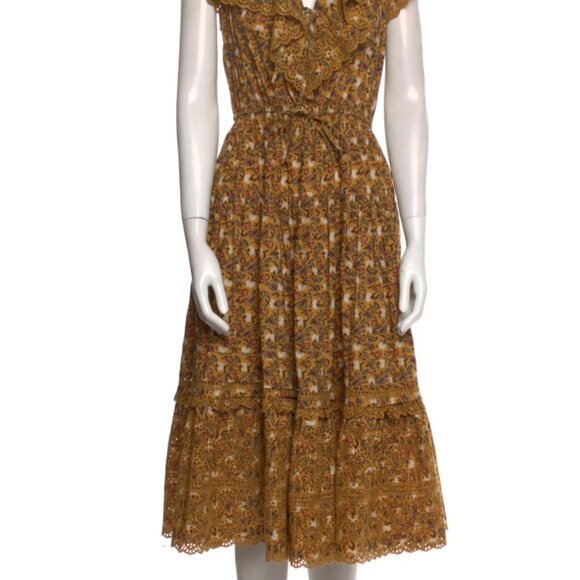 NWOT ULLA JOHNSON Yvette Ruffle Poplin Midi Dress in Dandelion XS $625 - Picture 10 of 10